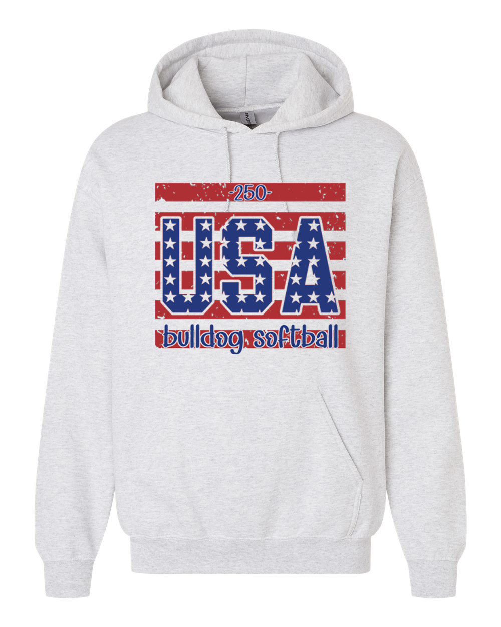 USA: Unisex Hooded Sweatshirt - COLOR: Ash