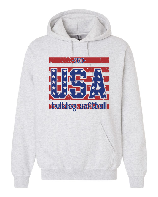 USA: Unisex Hooded Sweatshirt - COLOR: Ash